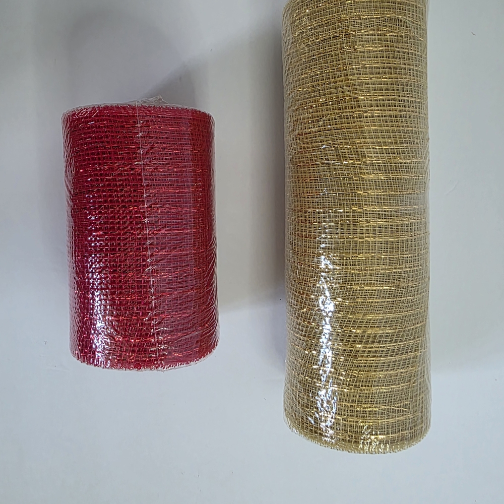 Polypro Mesh Ribbon Set - Red and Tan - Picture 10 of 15